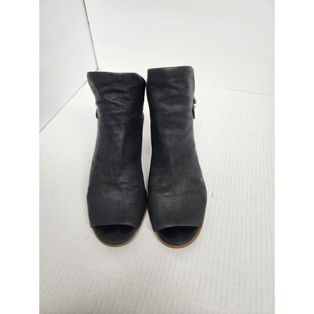 Lucky Brand Women's Keralin Black Leather Suede Wedge Slingback Strap Sandal 7.5 - Picture 2 of 8